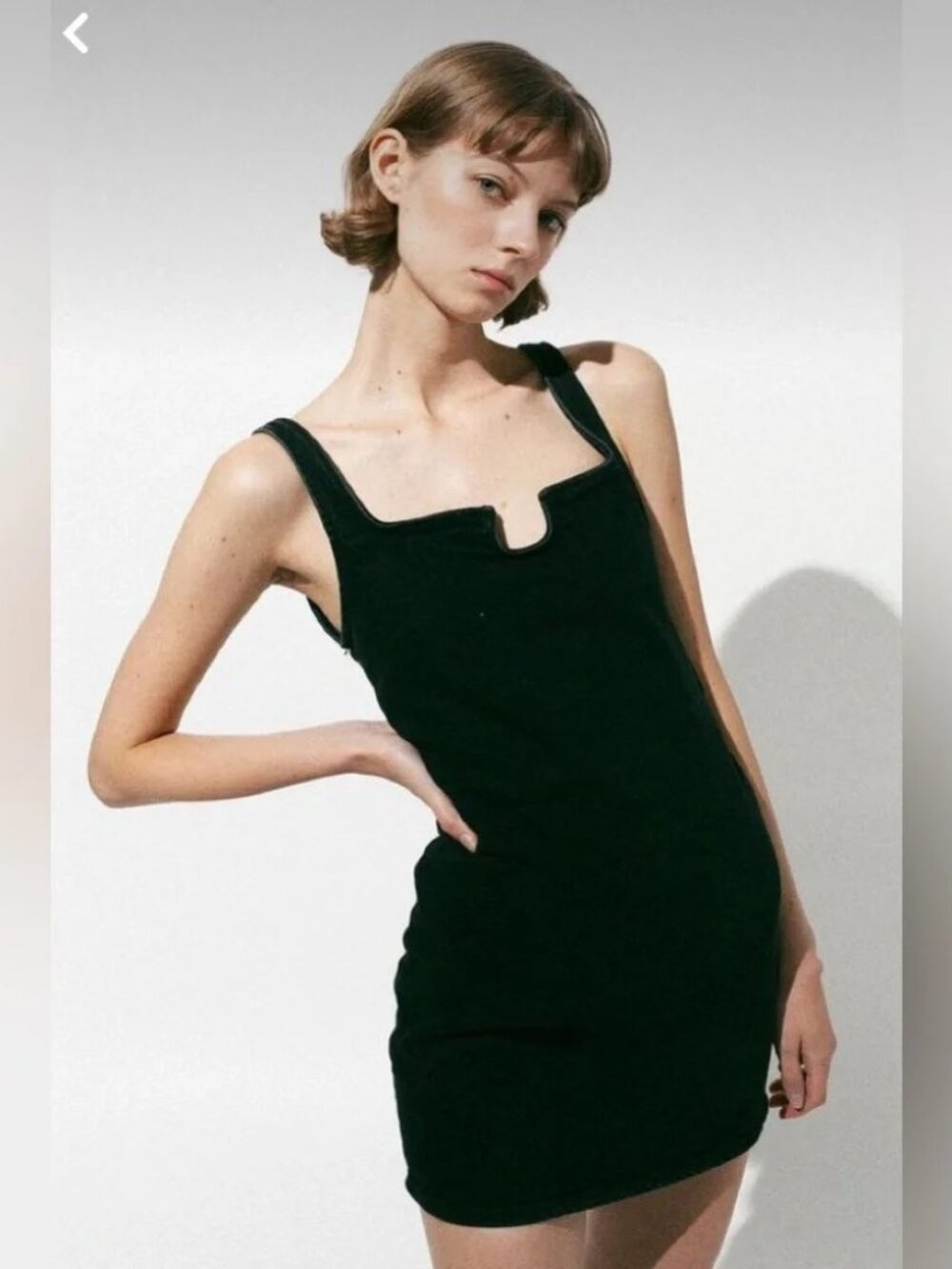 Zara Black Structured Cutout Denim Mini Dress XS LBD